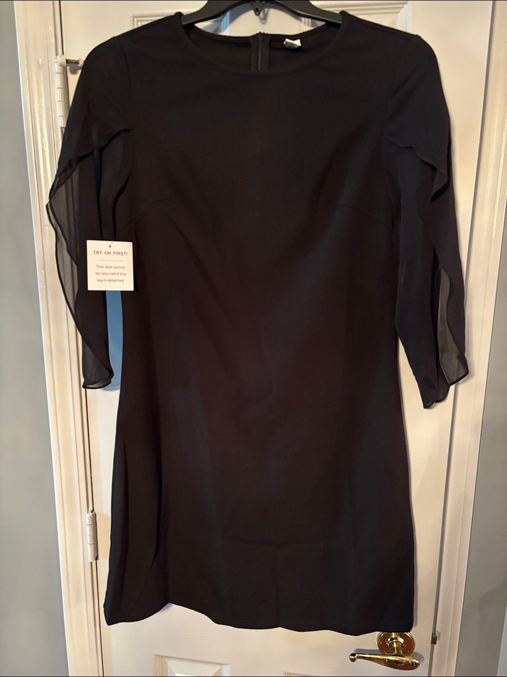 Black Flutter Sheer Sleeve Short Cocktail Dress NWT